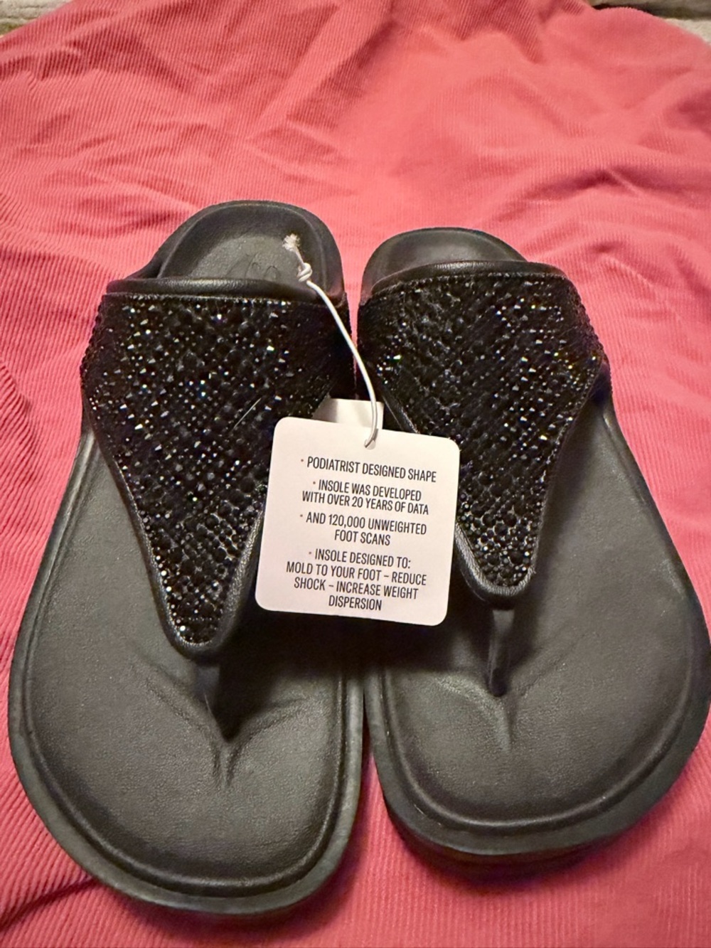 New with tags Skechers Black Beaded Slide Sandals